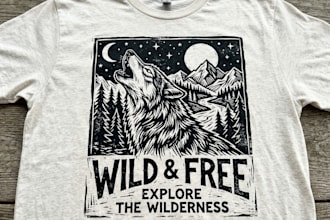draw linocut illustration for tshirt design