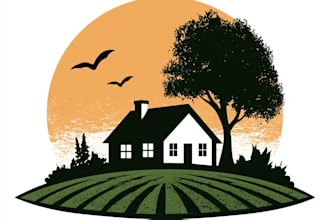 design lawncare landscape garden mowing farm irrigation agriculture logo