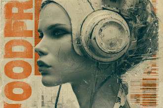 make vintage retro, modern album cover art