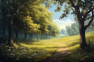 digitally oil painting landscape
