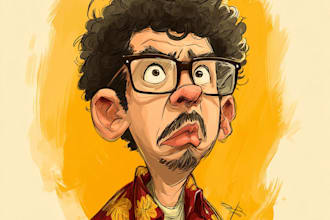 do cartoon caricature digital painting of photo