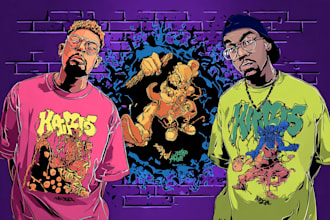 create streetwear design and illustration for tshirt merch