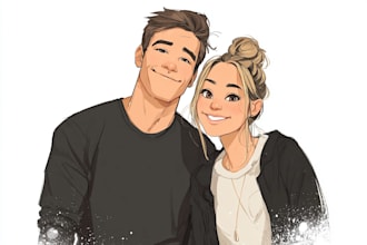 create cartoon disney couple portrait