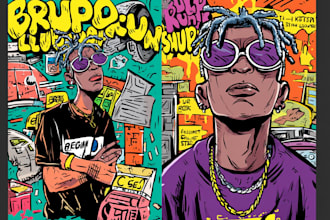 make an crazy cartoon for your pop punk album, single cover