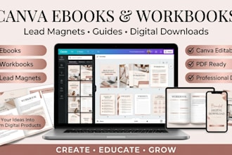 create canva workbooks, ebooks and lead magnet designs