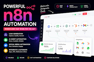 build n8n automation, n8n ai agent, social media bot, lead generation workflows