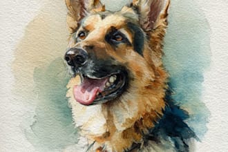 draw a cartoon pet portrait from photo