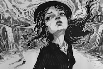 draw simple black and white illustration