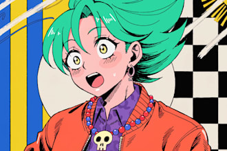 draw a portrait in 90s retro anime style