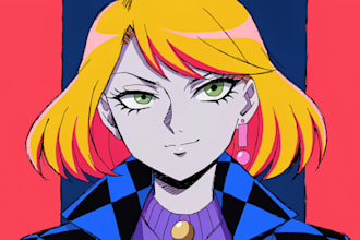 draw a portrait in 90s retro anime style