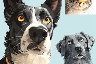 draw a cute funny portrait of your pet in cartoon pencil