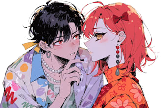draw anime couple illustration
