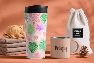 create designs for mugs, tote bags, tumblers