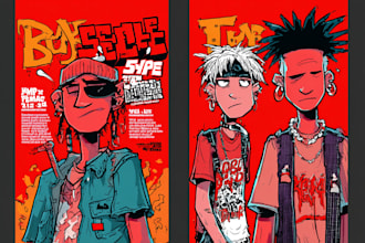 draw cartoon music artwork, music album cover art