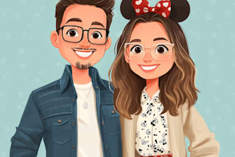 create magical couple portraits in disney or pixar style