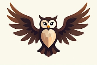 do make our is an owl with its wings spread our company name logo design