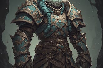 draw dnd character design, concept art and dnd party