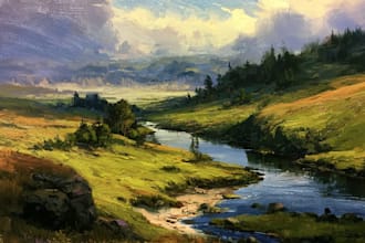 concept art, fantasy landscape character illustration