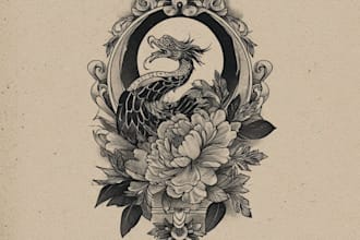 create traditional or old school style tattoo flash design