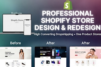 design redesign shopify store build dropshipping store shopify website printify