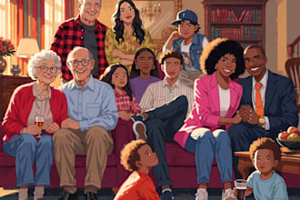 custom big family portrait illustration