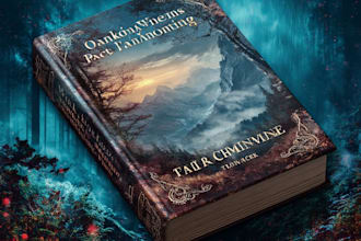 draw book cover illustration for fantasy, romance, amazon