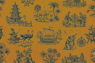 design toile de jouy wallpaper seamless pattern for home decor