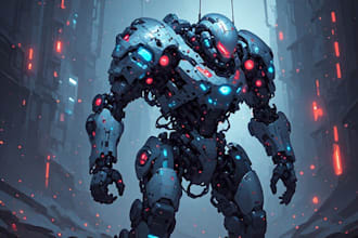 create robots of futuristic mecha concept art