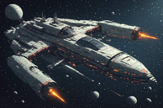 create gorgeous a spaceship, sci fi vehicles illustration