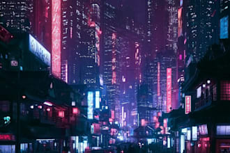 make a illustration of futuristic cyberpunk city