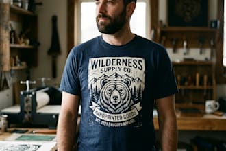 create linocut t shirt design for brands