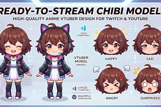 create an anime chibi vtuber model with png tuber for twitch and youtube