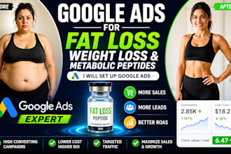 set up google ads for fat loss weight loss and metabolic peptide brands