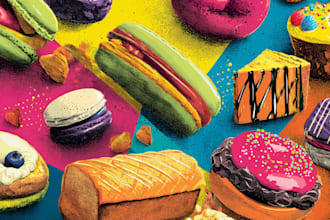 design modern food pop art posters for restaurants and cafes