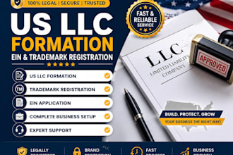 form your US llc, register trademark business formation, ein setup, filing fast