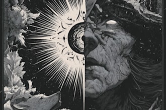 craft detailed dark art with woodcut or linocut style