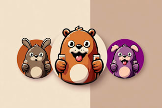 draw cute cartoon mascot design and animal logo