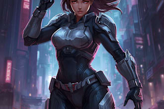 design a professional scifi character illustration