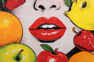 create vibrant food pop art illustration in colorful comic