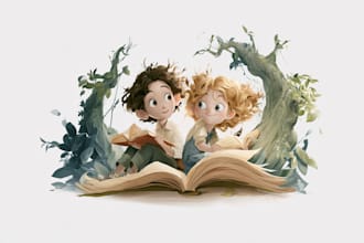 illustrate a childrens book series with magical art
