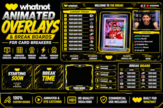 create animated whatnot overlays, break boards, webcam layouts, and live stream