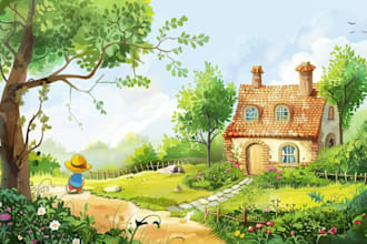 draw children book illustration and storybook cover
