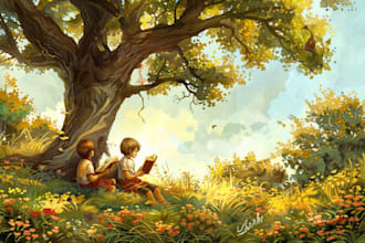 design a custom children storybook cover illustration