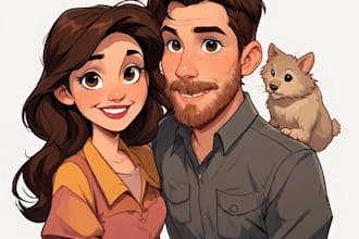 create a romantic couple portrait in my art style