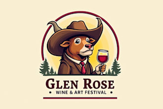 do make awesome style glen rose wine and art festival mascot logo