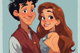 create a romantic couple portrait in my art style