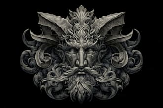 draw dark art illustration with engraving style
