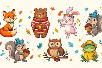 create cute animal mascot illustrations