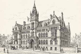 draw detailed line art or sketch illustration for building