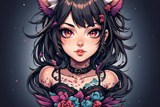 design custom anime tattoo design illustration